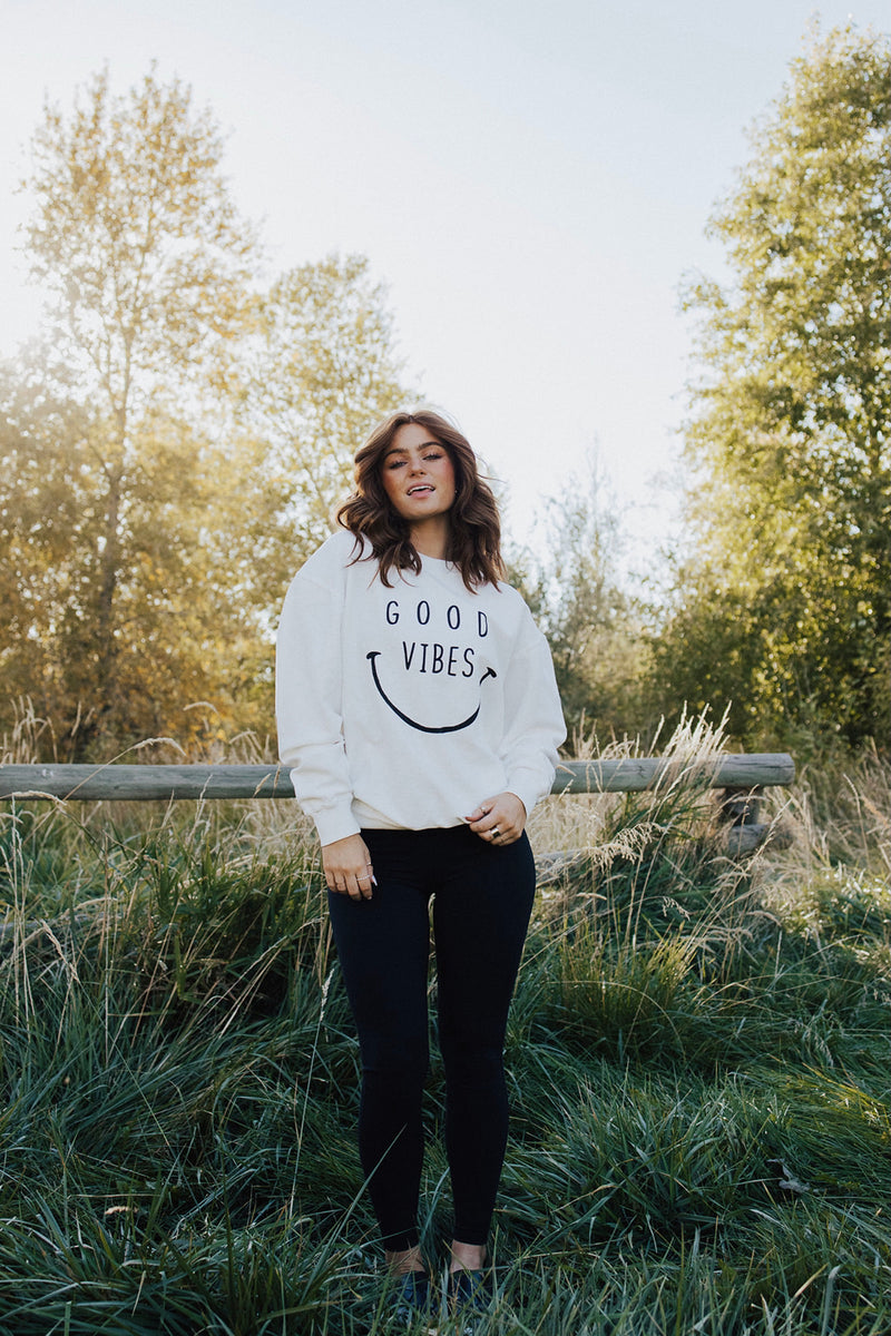 Good Vibes Light Ribbed Sweatshirt - FINAL SALE