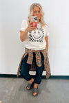 Bright Smiles Checkered Graphic Tee - FINAL SALE