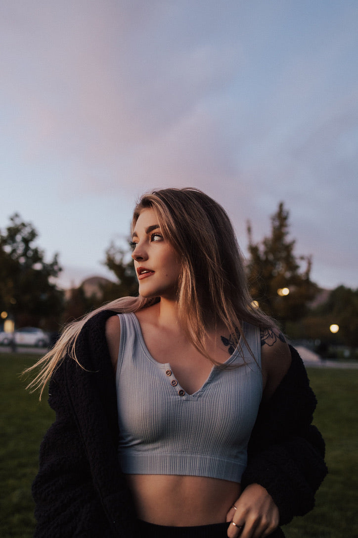 Marina Button Crop Top - FINAL SALE