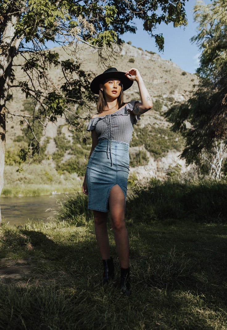 Rowan Two-Tone Checkered Bodysuit