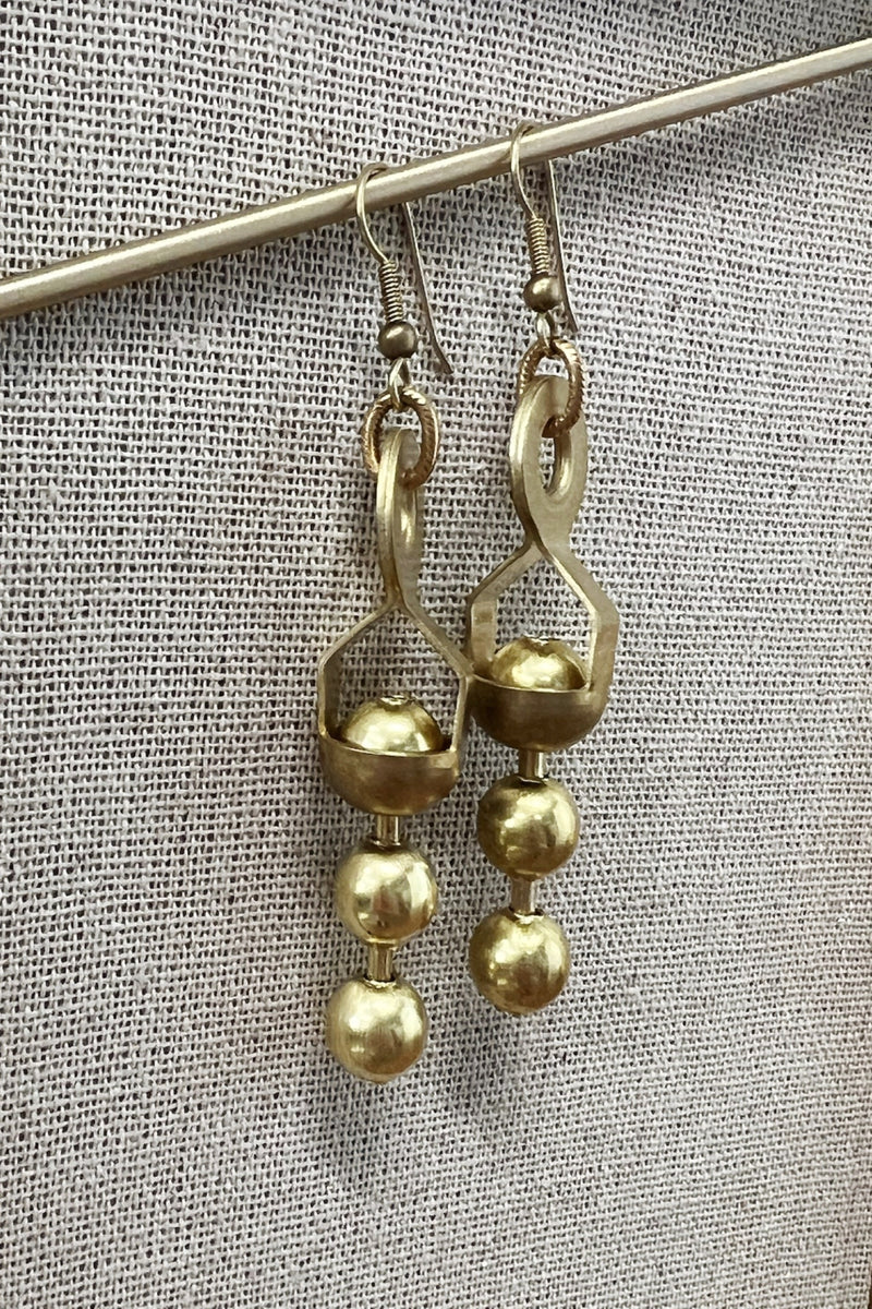 Twisted Silver Ball & Chain Earrings