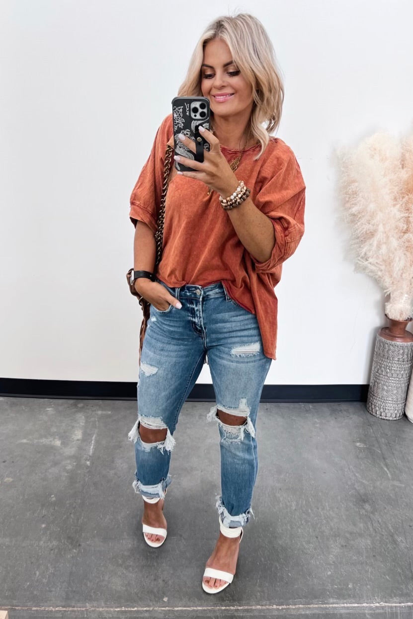 Aura Distressed Mid Rise Jeans