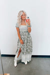 Aralie Front Slit Smocked Dress