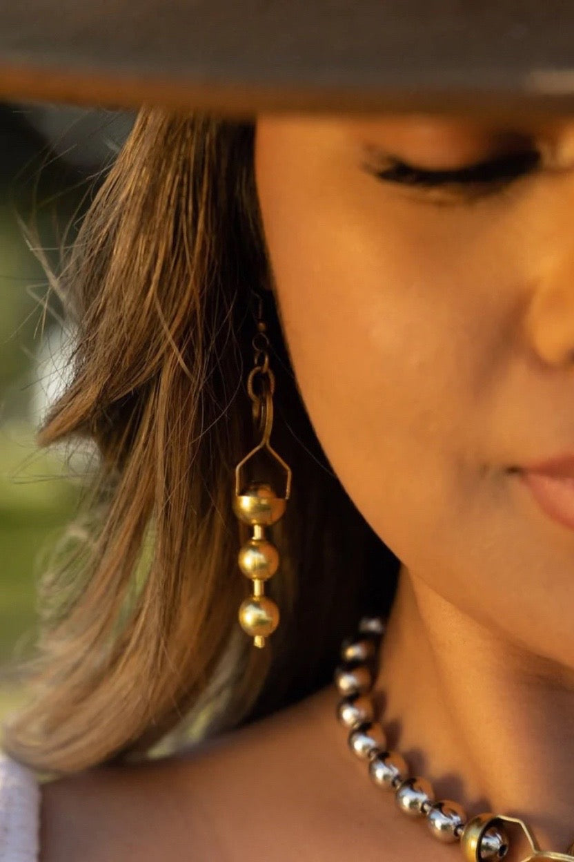 Twisted Silver Ball & Chain Earrings