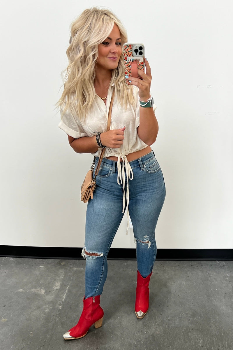 Jasper Crop Button Blouse - FINAL SALE