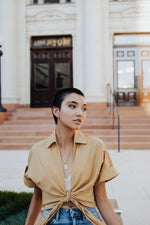 Double Take Front Tie Crop Top - FINAL SALE