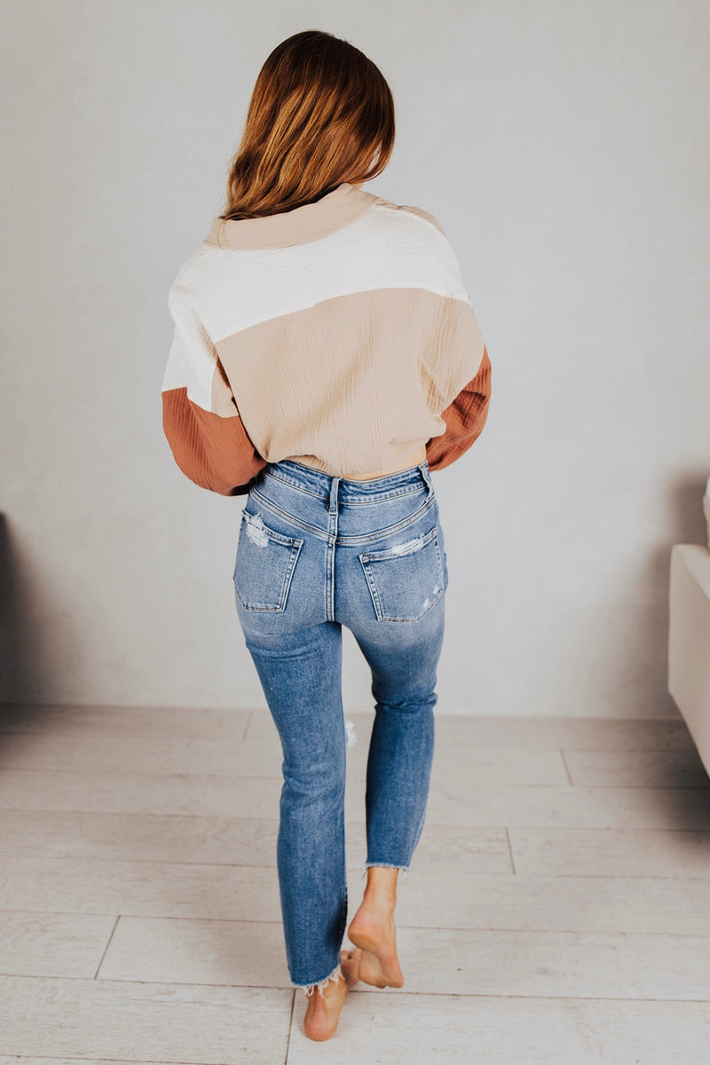 Aura Distressed Mid Rise Jeans