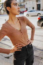 Imani Ribbed Button Bodysuit - FINAL SALE