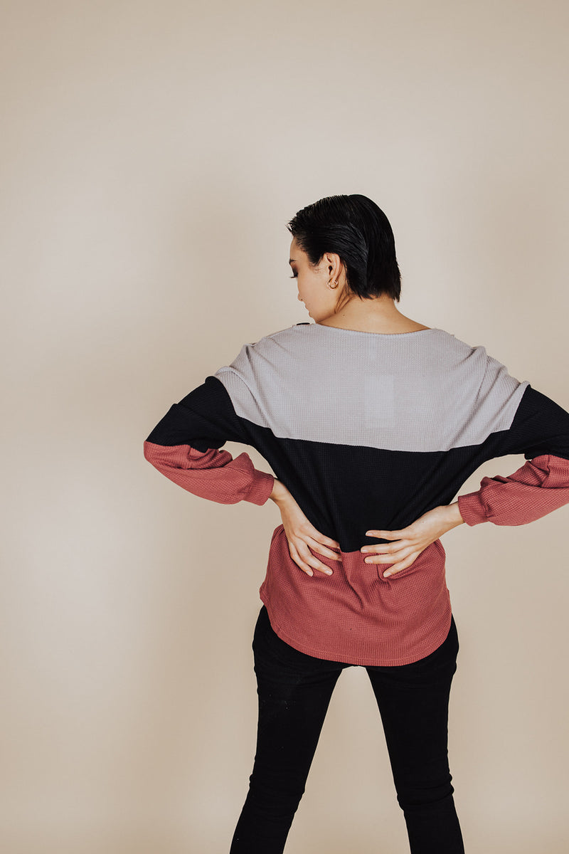 Annika Waffle Knit Button Top - FINAL SALE